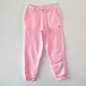 Kids pink lined Champion athletic sweatpants size large